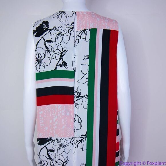 NEW SLNY floral print tie neck color block sleeveless‎ dress, 18W - Picture 7 of 16